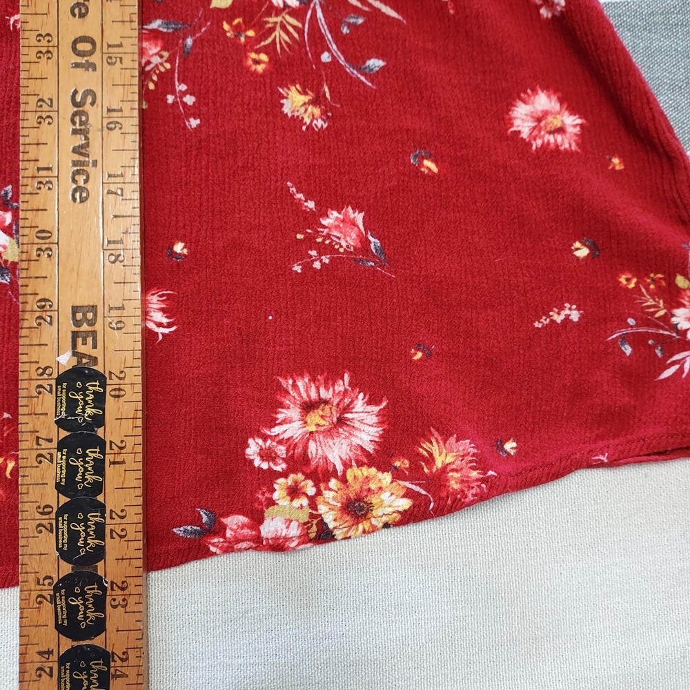 Torrid Floral Gauze Cold Shoulder Crochet Straps Red Size 1 Boho - Picture 6 of 8